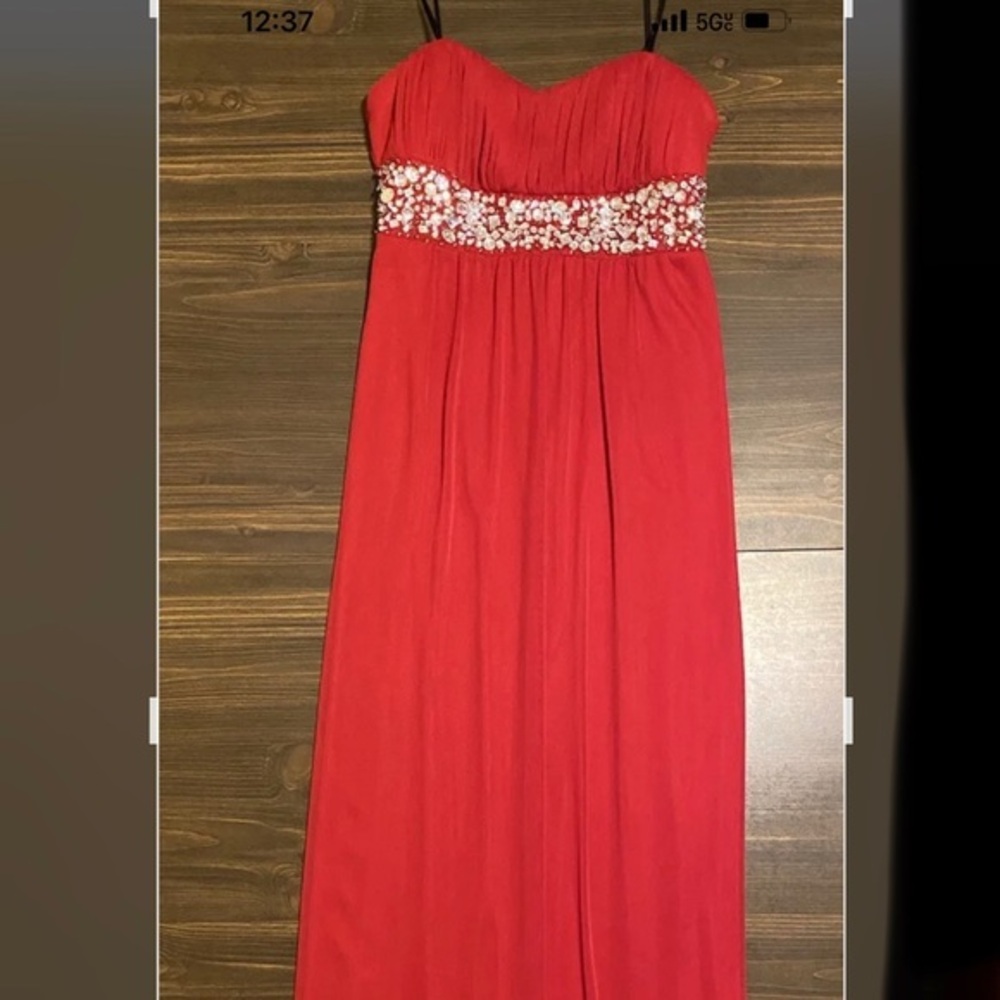City Triangles Red Strapless Evening Gown/Prom Dress With Rhinestones‎ Size 11